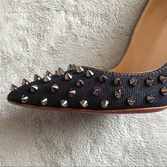 Christian Louboutin Pigalle Studded Denim Pumps - Picture 8 of 16